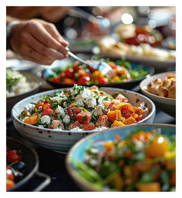 food lunch dinner meal salad plate vegetable fresh restaurant delicious dish healthy buffet vegetarian