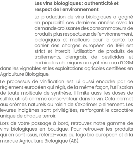 Les vins biologiques : authenticit et respect de l'environnement La production de vins biologiques a gagn  en popula...