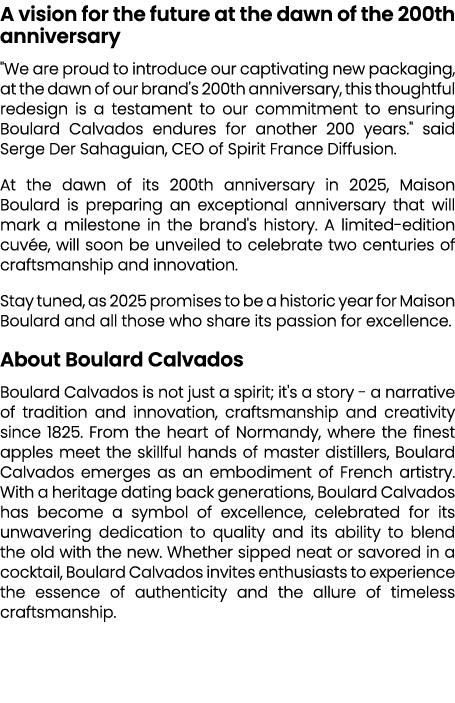 A vision for the future at the dawn of the 200th anniversary \“We are proud to introduce our captivating new packagin...