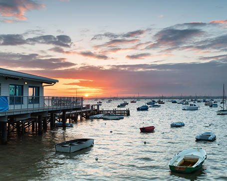 Boats at Sandbanks on Poole Harbour in Dorset