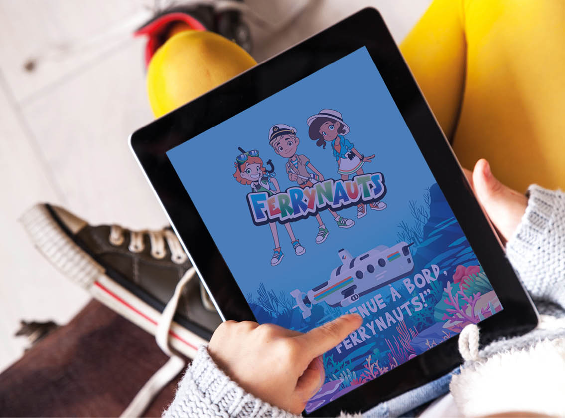 Urban school girl with tablet computer tablet.