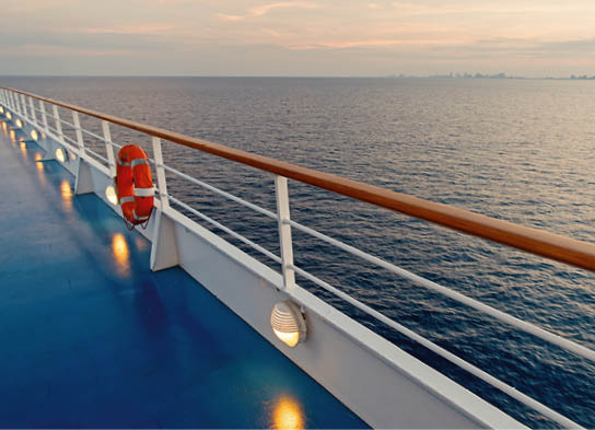 Ocean view from cruise ship at the evening